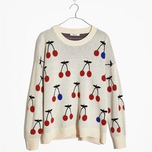 Madewell Cherry Jacquard Crewneck Pullover Sweater Small Sold Out